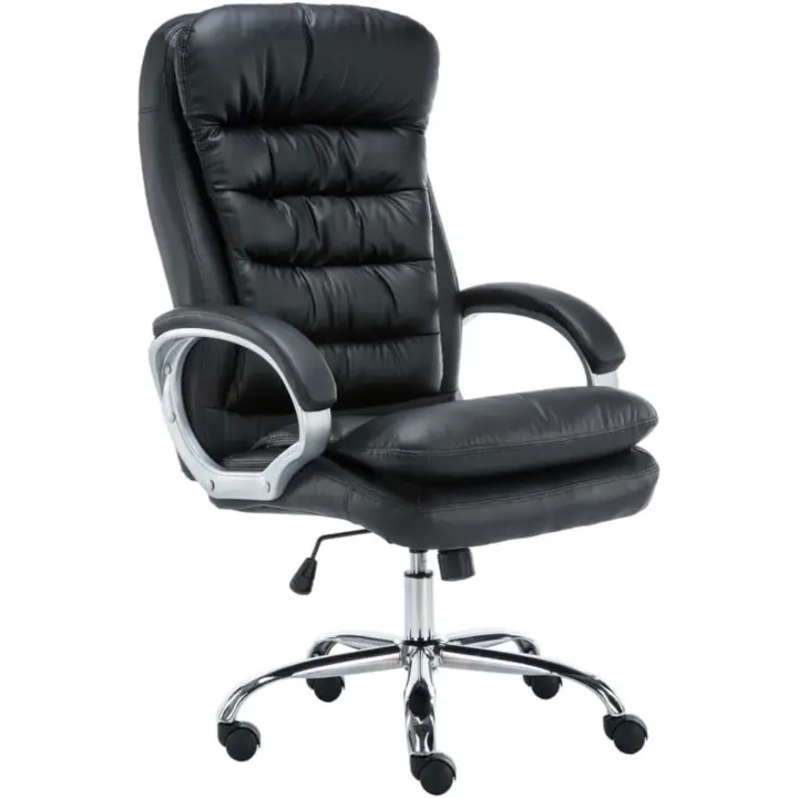 Silla De Oficina Vancouver XXL En Simil Cuero & Regulable En Altura I Silla De Escritorio Ergonómica & con Ruedas, Color:Negro - 1