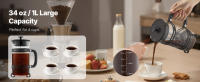 Cafetera Francesa SucceBuy de 1 Litro, Vidrio de Borosilicato con Filtro de Acero Inoxidable, Ideal para Preparar Café y Té en Casa, Camping o Viajes, Plateada - details 2