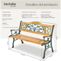 Banco de Jardín Exterior, Madera Lacada y Hierro Fundido, Diseño Elegante, Resistente y Estable, Patio y Terraza - Cruzado - details 10