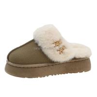 Nuevos zuecos de madera para mujer de alta calidad con un aumento de altura de 6 centímetros, lujoso diseño de moda de piel, invierno antideslizante - details 0