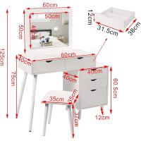 Mesa de Maquillaje con Espejo Tocador de Mesa Cosmética con 5 Cajones y Mesita de Noche - details 2