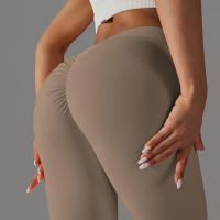 Pantalones de yoga con espalda en V para mujer, leggings sexys para entrenamiento Fiess, gimnasio, correr, cintura alta - details 18
