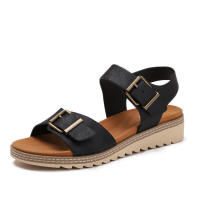 Sandalia Sandalias con cinturón para mujer, novedad de verano, tacón inclinado, estilo de hadas, prendas de vestir exteriores, zapatos romanos de moda para mujer - details 1