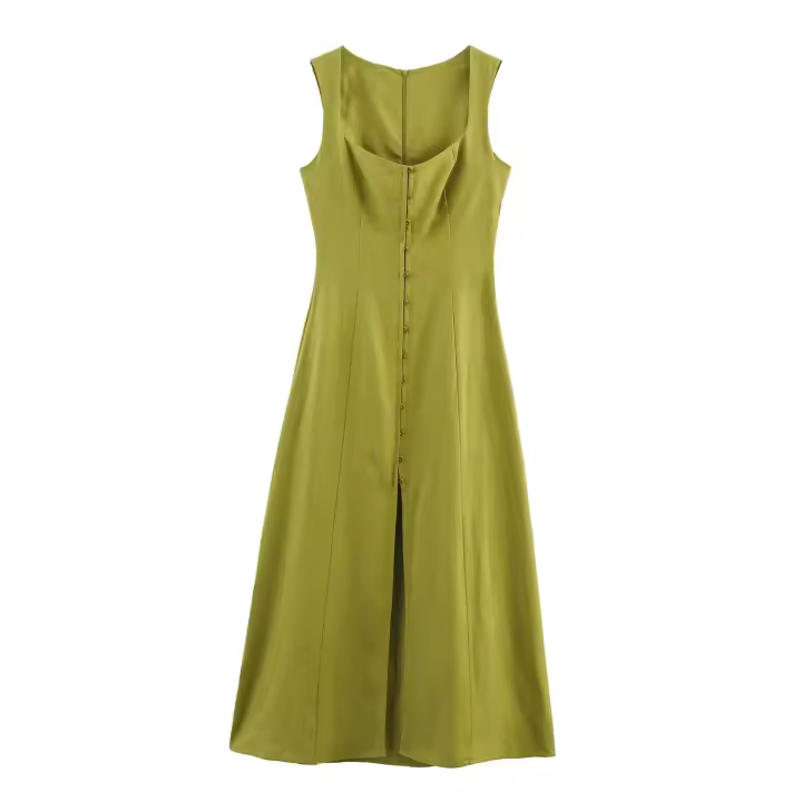 Vestido Midi de lino para mujer europea y americana - 1