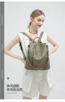 Mochilas de cuero suave para mujer, bolso de viaje impermeable, bolsos casuales para mujer, mochila antirrobo, estilo vintage, gran capacidad, color verde oscuro - details 8