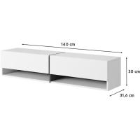 TV Suspendido con 2 Puertas 2 Cajones Mesa De TV para Salón Dormitorio 140 cm Mármol Blanco con Inserción Dorada Mirrgo - details 5