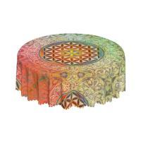 Mantel circular mandala, flor de loto de la vida, impermeable, resistente al aceite, 60 pulgadas, forma geométrica sagrada - details 54