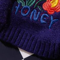Suéter de payaso para mascotas con bordado de rosas, suéter a cuadros cálido y cómodo para perros, gorro de punto para mascotas, jersey de punto suave para perros - details 3