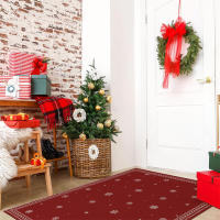 RYBHOME Alfombra de Puerta Vintage con Patrón de Copos de Nieve Alfombra de Área Suave 100% Poliéster para Bajo la Mesa de Cocina, Dormitorio, Lavable - details 2