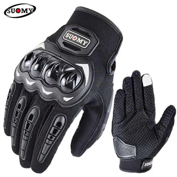 Guantes de Carreras SUOMY de Tamaño Grande XXL Negros con Decoración Elegante Antideslizantes y Transpirables para Moto Cierre de Pulgar Lavables en Agua - 1