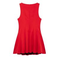 Vestido corto rojo de verano 2025 para mujer, con cuello redondo, sin mangas, línea A, mini, femenino, tipo camiseta sin mangas. - details 0