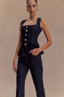 Conjunto de Denim para Mujer de Alta Calidad con Botones Modernos Chaqueta y Pantalón Ajustados - details 3