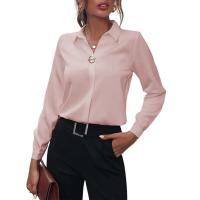 Blusa de Verano Elegante Cuello en V Blusa de Manga Larga de Color Sólido - details 3