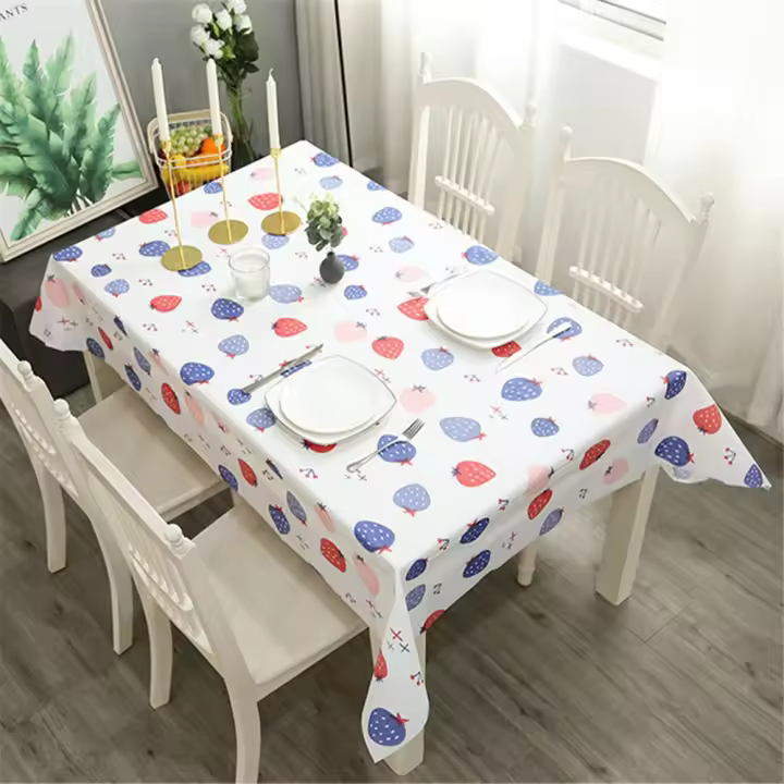 Mantel de plástico PVC impermeable a prueba de aceite para mesa de comedor de cocina, cubierta rectangular impresa, antiincrustante - 1