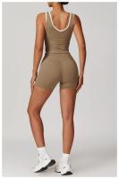 Conjunto deportivo cruzado de cintura alta para mujer, traje corto sin espalda, ajustado, desnudo, para Yoga, correr, Fitness - details 8