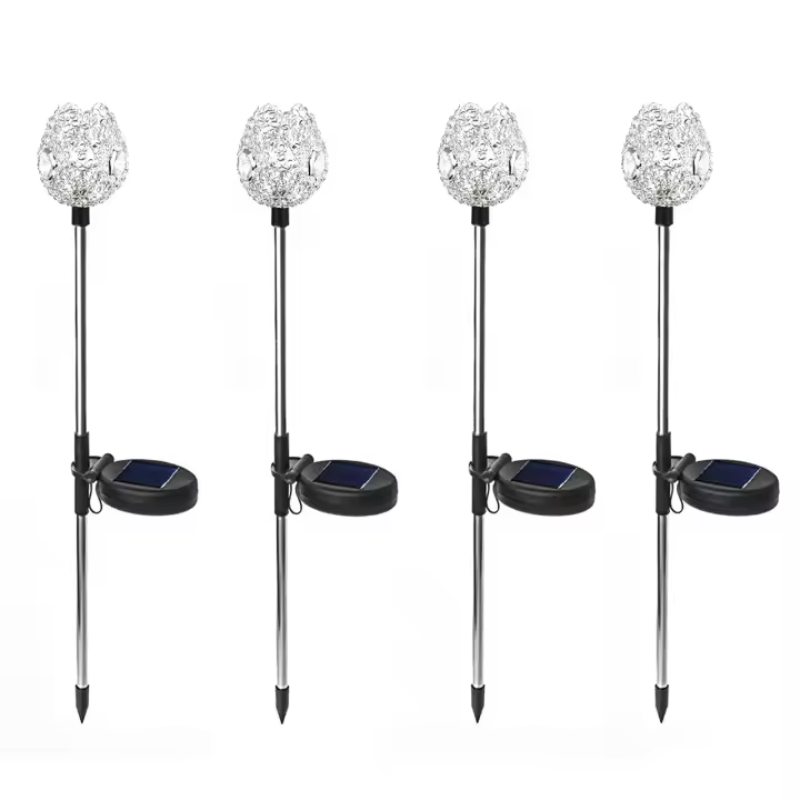 4pcs Vasos de Cristal Solar Luz LED Solar para Exteriores Ideal para Jardín, Patio, Acampada - 1