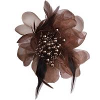 Broche de flor de tela grande con plumas artísticas para mujer, moda coreana, ramillete, alfileres de solapa y broches, accesorios de ropa - details 5