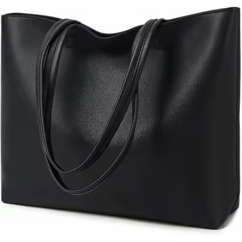 Bolsos de mano para mujer, bolsos sencillos de cuero PU con ASA superior, bolsos para la escuela y el trabajo - 1
