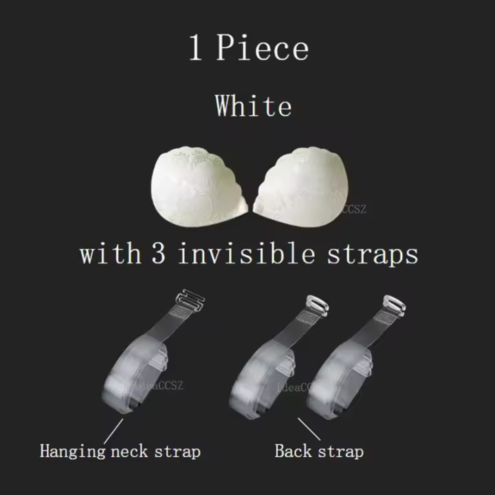 Sujetador Invisible de encaje con espalda descubierta para mujer, Bralette adhesivo de realce, lencería adhesiva de silicona con correa transparente Sexy, ropa interior - 1