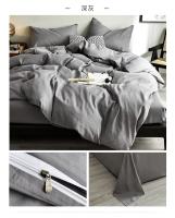 Juego de Ropa de Cama de Alta Calidad Amigable con la Piel en Negro Funda de Edredón Individual y Doble King Size Estilo Sólido - details 20