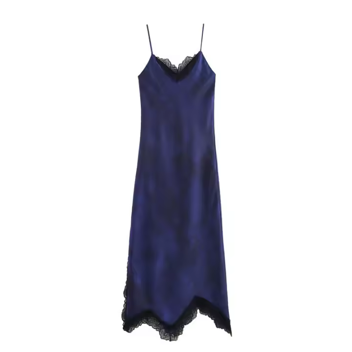 Vestido Elegante de Encaje Primavera para Mujer OUWU Sexy Detalle de Cinturón Fino en U con Cuello en V Vestido Cruzado a la Moda para Damas - 1