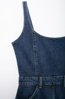 Vestido Vaquero Retro Sin Mangas Ajustado con Cintura Invertida Minivestido Informal de Moda para Mujer de Otoño de China Continental - details 4