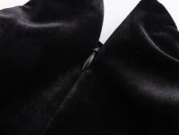 , nable Año Nuevo Corto sin mangas con hombreras de terciopelo, elegante vestido de noche para mujer - details 13