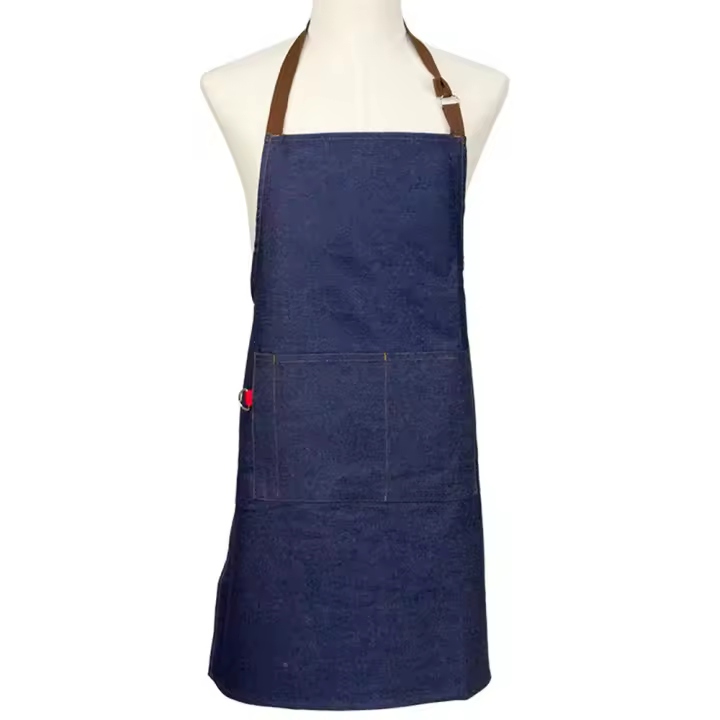 Cómodo delantal vaquero a prueba de aceite, delantales extendidos elegantes Unisex para camarero, delantal de algodón transpirable para tienda de flores para artistas, cafetería - 1