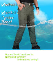 Pantalones De Ciudad Para Hombre Cargo Resistentes Al Agua Y Algodón Pantalones Casuales Multi-bolsillos Y Secado Rápido - details 14