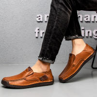 Zapatos De Cuero Hechos a Mano Para Hombre Mocasines Casuales Cómodos Zapatos Planos Para Exterior Caminar Talla Verdadera Para Adultos - details 16