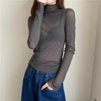 Camiseta de Malla Transparente para Mujer Manga Larga, Cuello Redondo, Seda y Encaje - details 4