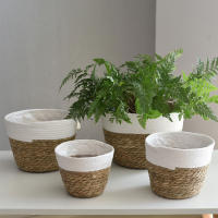 Maceta de Cestas de Mar Cesta Tejida a Mano para Plantas Interior y Exterior con Forros de Plástico - details 0