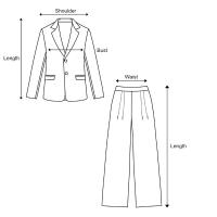 Moda Francesa de Manga Larga Camisa de Cintura Alta Pantalones de Pierna Ancha Traje de Mujer - details 1