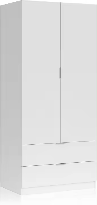 Armario de Roble Canadiense Acabado en Blanco 2 Puertas, 2 Cajones Medidas: 81cm x 180cm x 52cm - 1