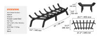 SucceBuy Rejilla para leña para chimenea, rejilla para quemar leña de alta resistencia con 6 patas de soporte, barras de acero sólido con recubrimiento en polvo de 3/4 pulgadas para chimenea interior y exterior - details 8