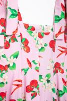 TRAFZA-Vestido corto sin hombros con estampado de frutas para mujer, minivestido elegante con cremallera, informal, con lazo, sin mangas, Verano - details 13