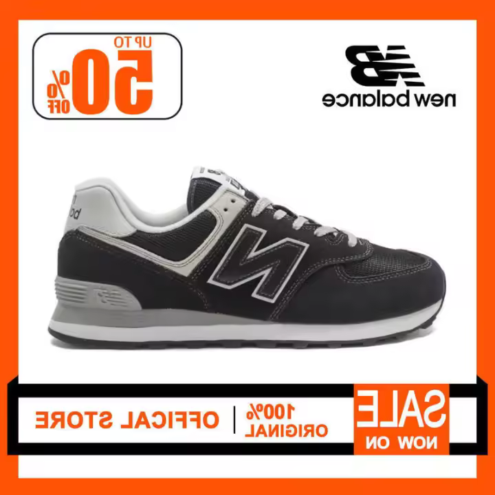 LETEN 【100% Original】 574 Negro Gris Low Top Casual Zapatos para correr Unisex ML574EVB 100% Pegatinas de pared originales - 1