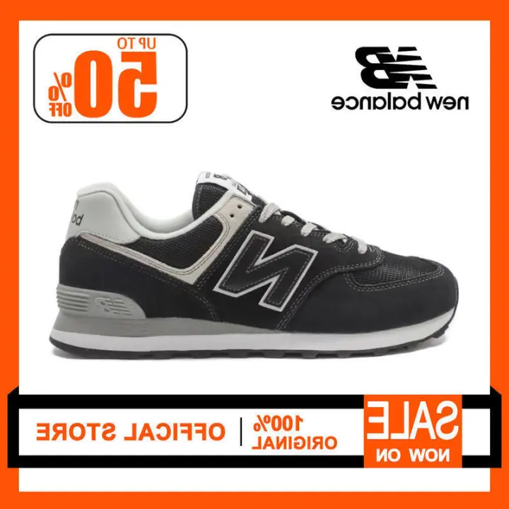 LETEN 【100% Original】 574 Negro Gris Low Top Casual Zapatos para correr Unisex ML574EVB 100% Pegatinas de pared originales - 1
