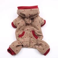 Mono de invierno para perros y gatos con capucha, monos cálidos con diseño de corazones y pana para cachorros y mascotas - details 3