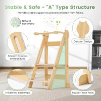 Ajustable en Altura de 2 escalones,Torre Multiusos para Niños Fácil de Montar (Color de la Madera) - details 1