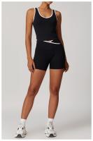 Conjunto deportivo cruzado de cintura alta para mujer, traje corto sin espalda, ajustado, desnudo, para Yoga, correr, Fitness - details 15