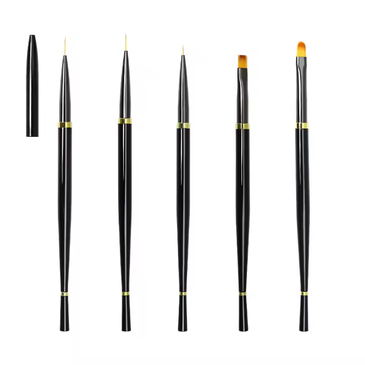 Pincel para uñas de Gel UV, delineador de rayas francesas, delineador de líneas ultrafinas para manicura, dibujo de uñas artísticas, pinceles de puntos acrílicos, 5 piezas - 1