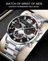 Moda masculina de acero inoxidable con calendario estilo puntero de reloj - details 0
