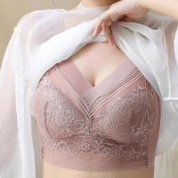 L-6L sujetador grande para mujer, Push Up de seda helada, Bralette superior sin costuras, sujetadores de encaje inalámbricos para verano, Top de talla grande, lencería, ropa interior 15019 - details 2