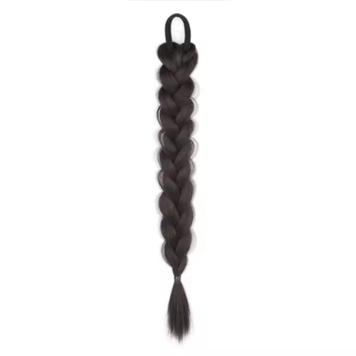 Coletas trenzadas de pelo falso para mujer, extensiones de cabello sintético Natural, banda elástica marrón, trenzas retorcidas - 1