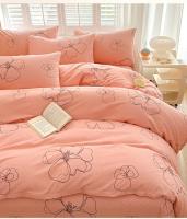 Sábana Rosa con Estampado Floral de Algodón Puro Cómoda con Cierre de Cremallera Tela Amigable con la Piel Sin Cojín para la Cama - details 2