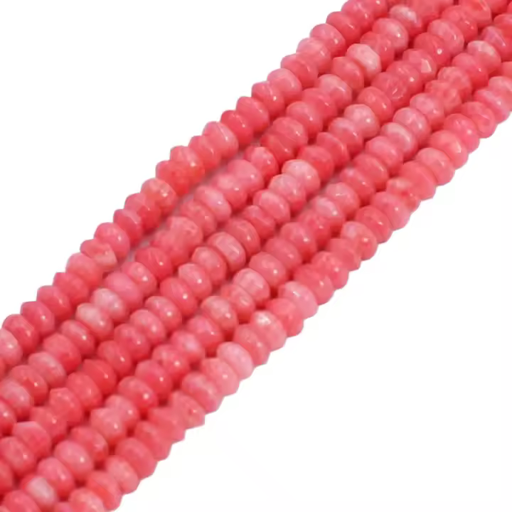 4x2mm facetado forma de ábaco Rosa Natural mar bambú Coral suelta DIY joyería cuentas espaciadoras al por mayor - 1