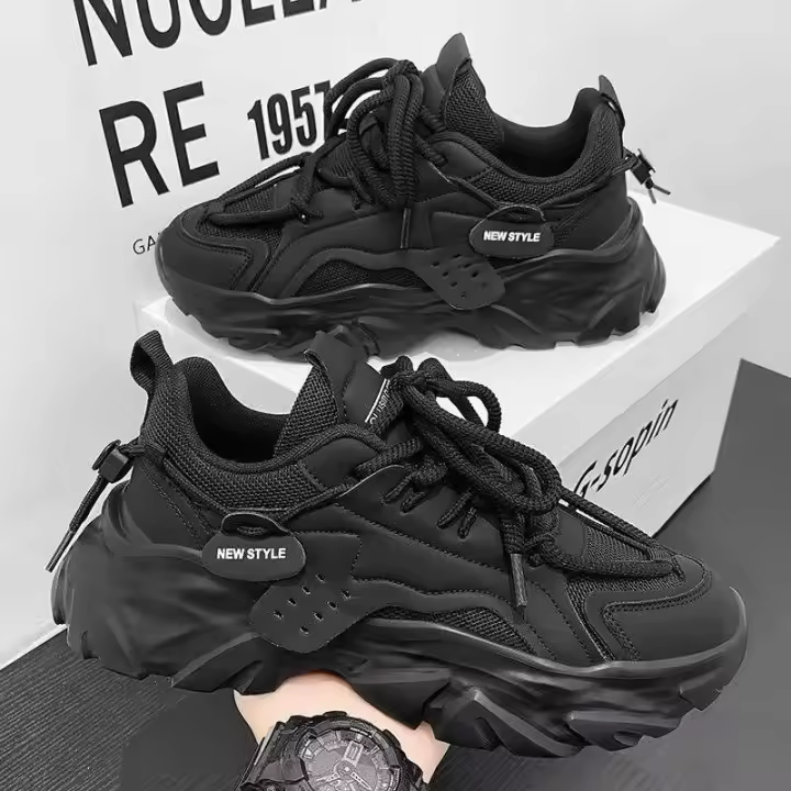 Nuevos zapatos deportivos informales transpirables para correr con suela gruesa de malla, zapatos deportivos de moda para correr y caminar para hombre - 1