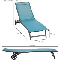 Pack de 2 Hamacas de Jardín Exterior Reclinables de Aluminio con Resalto Ajustable de 5 Niveles y Ruedas Ideal para Playa Piscina 165x66x102 cm Gris Oscuro - details 20