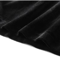 Minivestido negro de terciopelo con decoración de diamantes de imitación para mujer, elegante vestido de fiesta de noche con cuello cuadrado y manga larga y cintura alta - details 4